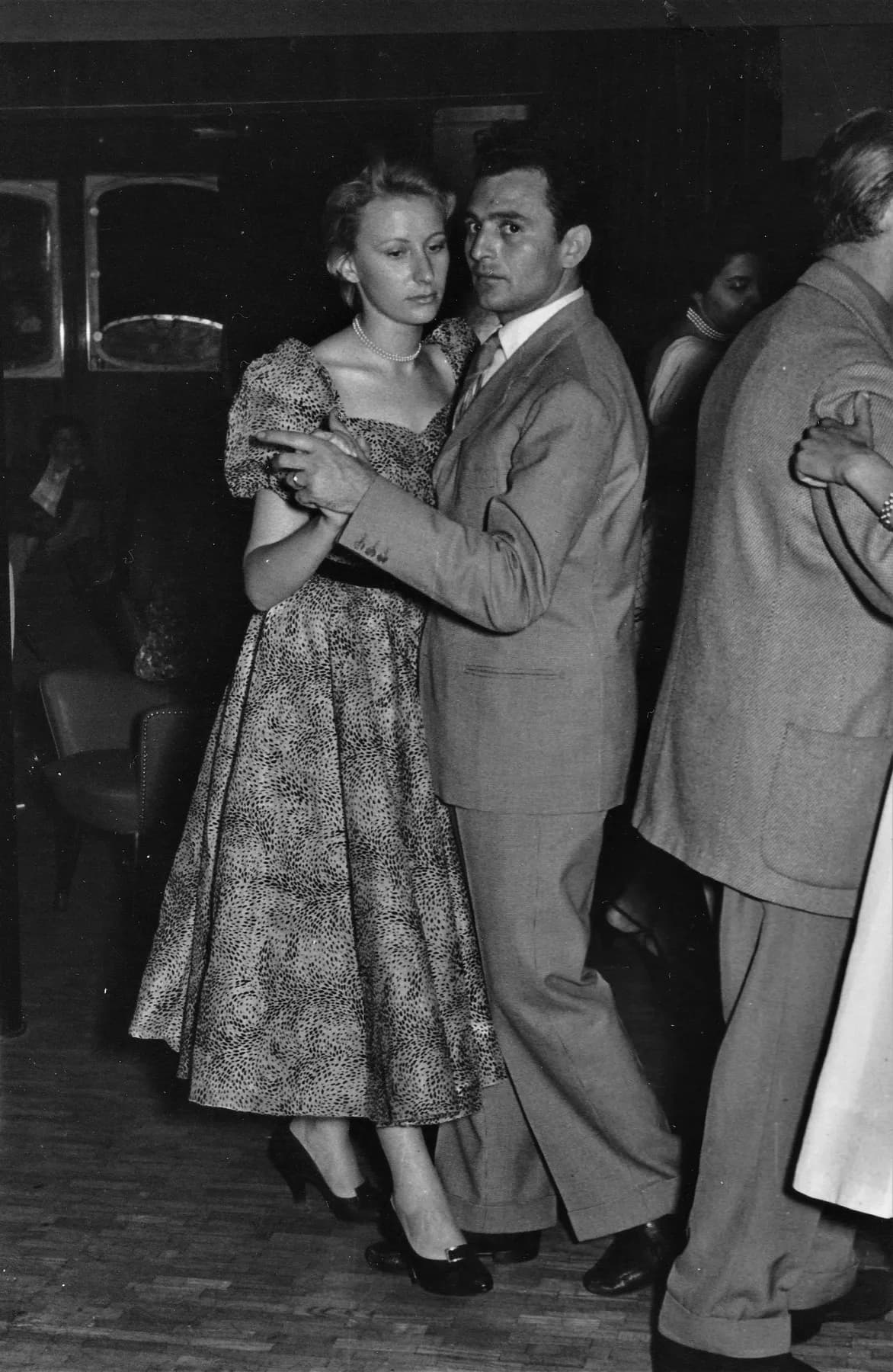 Ivo and Clara dancing, black and white photograph